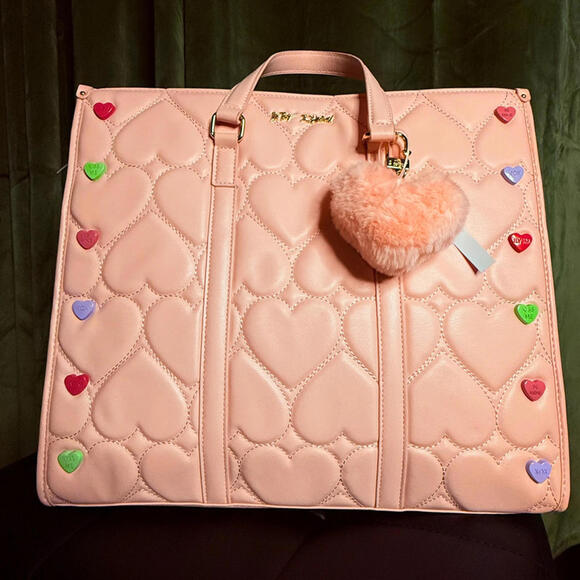 Betsey Johnson Handbags - Betsey Johnson Pink Valentine Candy Heart Satchel Crossbody NWT